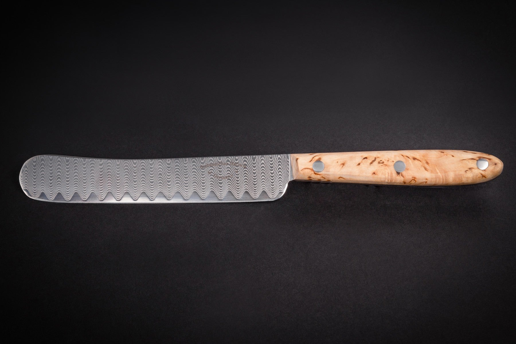 Ernst Siebeneicher-Hellwig Buckelmesser - Buttermesser, Brotzeitmesser und Küchenmesser im modernen Stil aus Maserbirke ERNST SIEBENRICHER-HELLWIG
