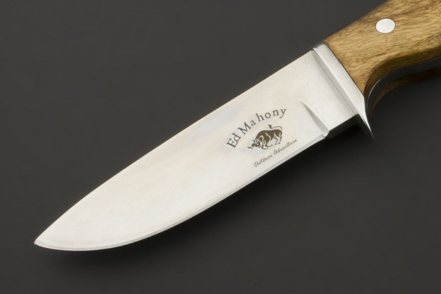 ED MAHONY Beaver Hunter weißes Wurzelholz, Jagdmesser, 440C ED MAHONY