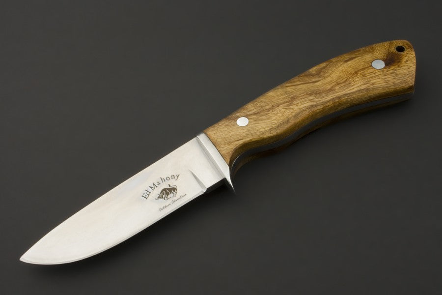 ED MAHONY Beaver Hunter weißes Wurzelholz, Jagdmesser, 440C ED MAHONY