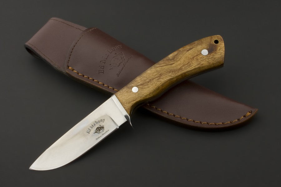 ED MAHONY Beaver Hunter weißes Wurzelholz, Jagdmesser, 440C ED MAHONY
