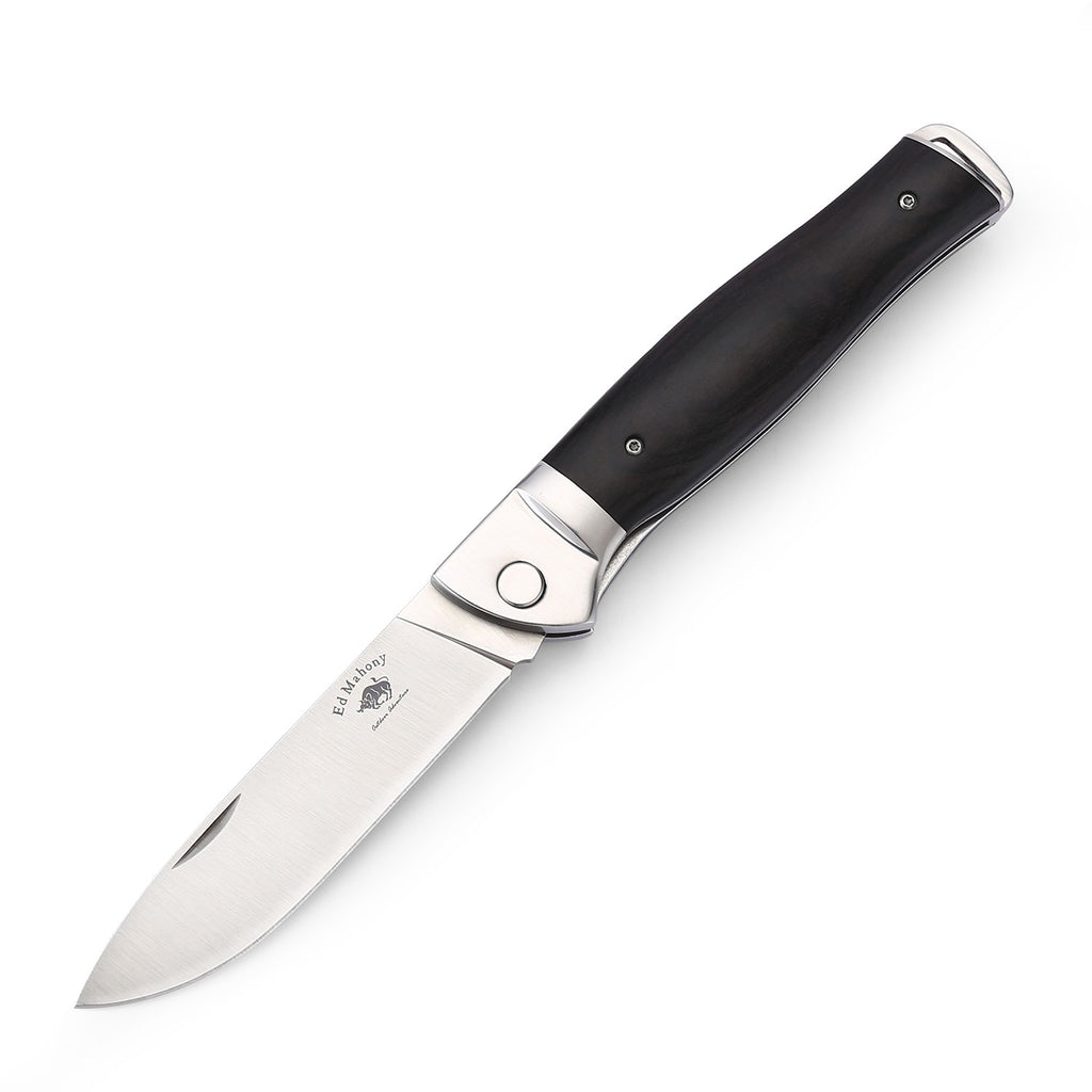 ED MAHONY Ebony Folder 3rd Generation Taschenmesser, Liner Lock Black Pakkaholz, 440C ED MAHONY