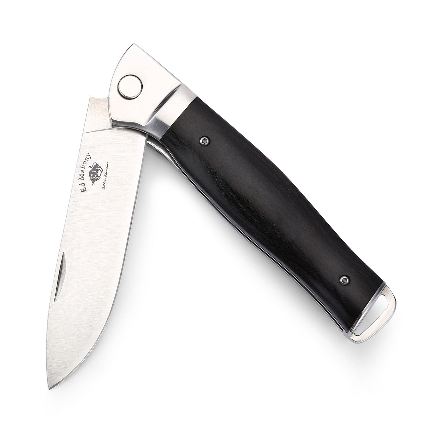 ED MAHONY Ebony Folder 3rd Generation Taschenmesser, Liner Lock Black Pakkaholz, 440C ED MAHONY