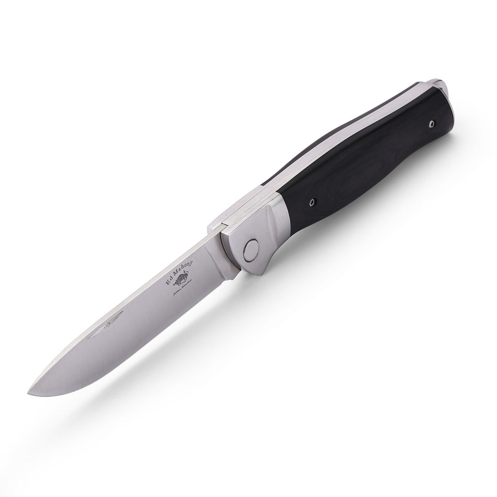 ED MAHONY Ebony Folder 3rd Generation Taschenmesser, Liner Lock Black Pakkaholz, 440C ED MAHONY