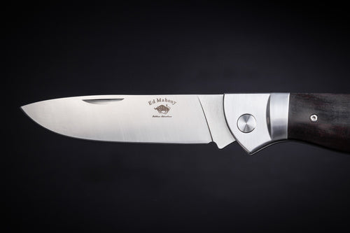 ED MAHONY Ebony Folder 3rd Generation, Taschenmesser, Ebenholz Griffschalen, Backlock,  D2 Messerstahl ED MAHONY