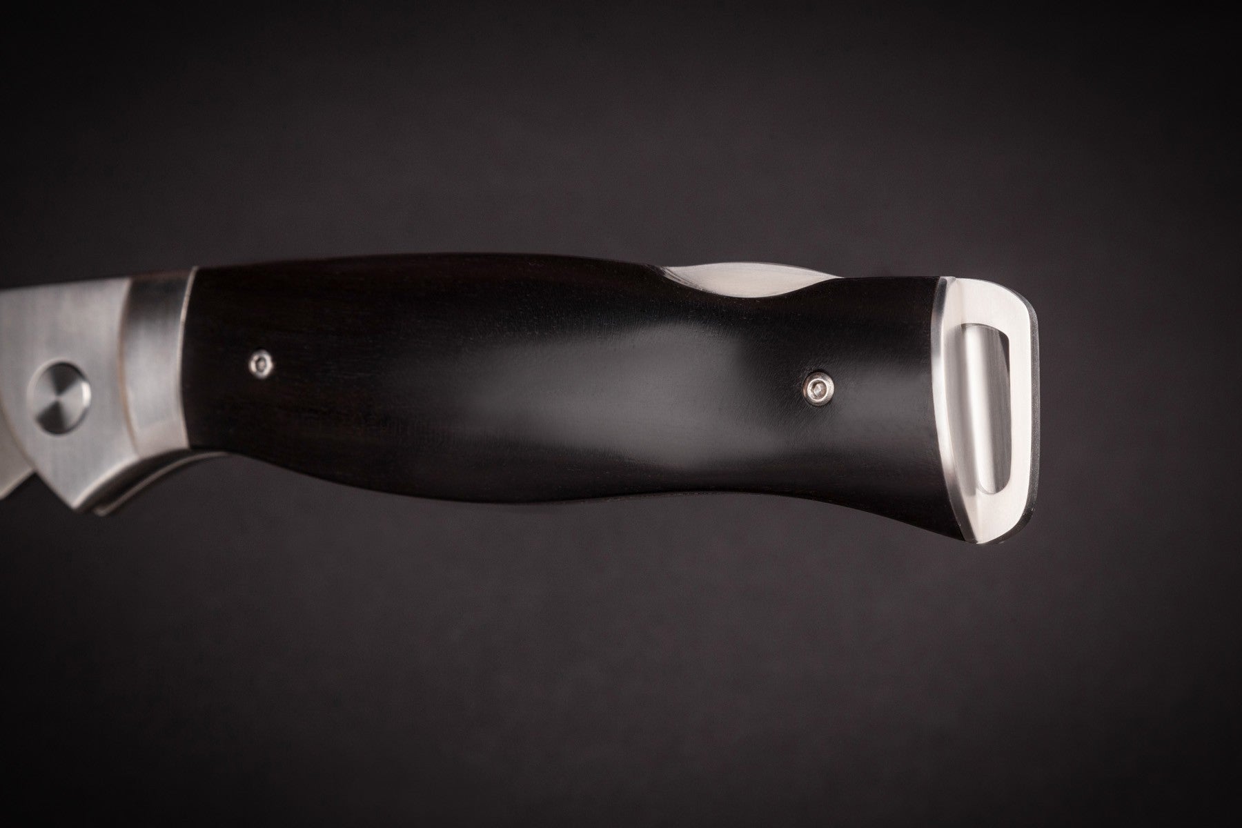 ED MAHONY Ebony Folder 3rd Generation, Taschenmesser, Ebenholz Griffschalen, Backlock,  D2 Messerstahl ED MAHONY