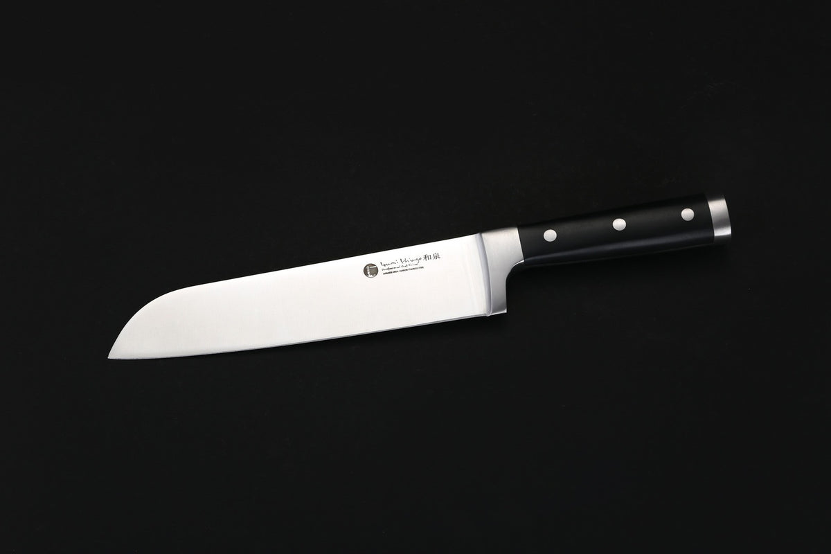 IZUMI ICHIAGO - 5-tlg. Santokumesser -Set "Professional Chef Knives" inkl..Bambus-Magnetmesserhalter und Wasserschleifstein IZUMI ICHIAGO