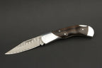 IZUMI ICHIAGO Red Hawk Folder, Taschenmesser aus Japanischem VG-10 Damaststahl mit Lederetui IZUMI ICHIAGO