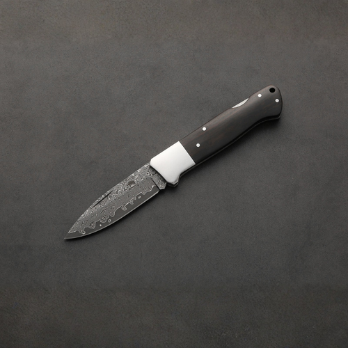 ED MAHONY Buffalo Folder III, Taschenmesser, VG-10 Damaststahl, Ebenholz Griffschalen ED MAHONY