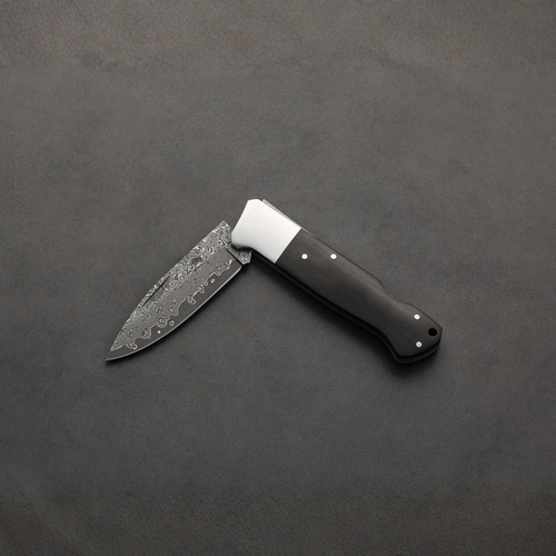 ED MAHONY Buffalo Folder III, Taschenmesser, VG-10 Damaststahl, Ebenholz Griffschalen ED MAHONY