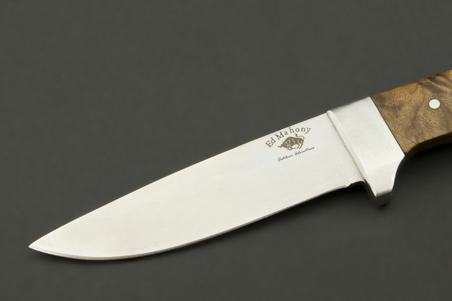 ED MAHONY Elch Master I, Jagdmesser, helles Wurzelholz,440C ED MAHONY