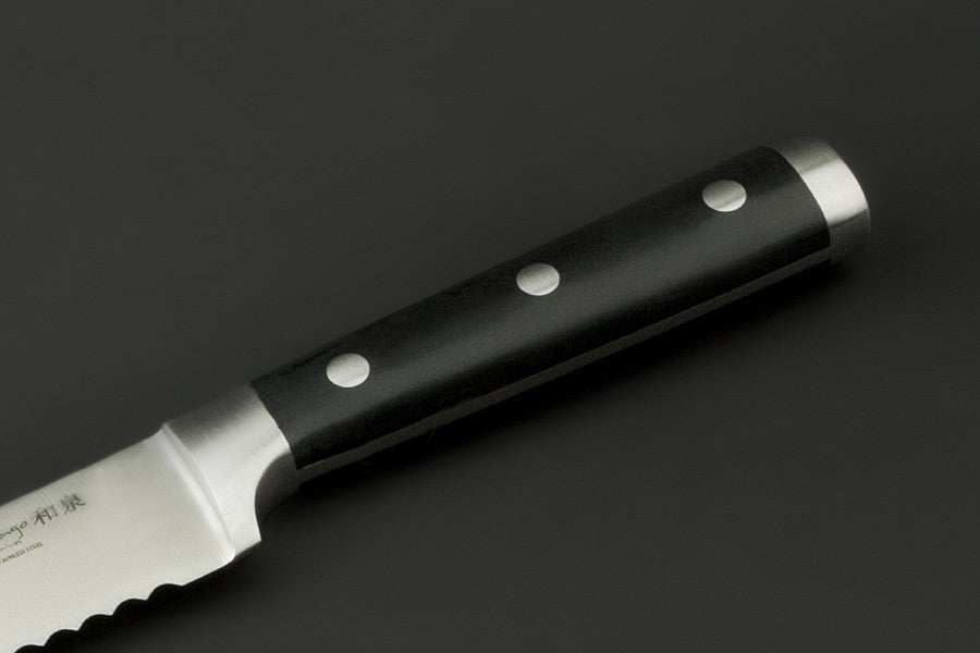 IZUMI ICHIAGO Brotmesser (Japanischer Schliff – doppelseitig)  aus Japanese High Carbon Edelstahl, Griff aus Tecaran IZUMI ICHIAGO
