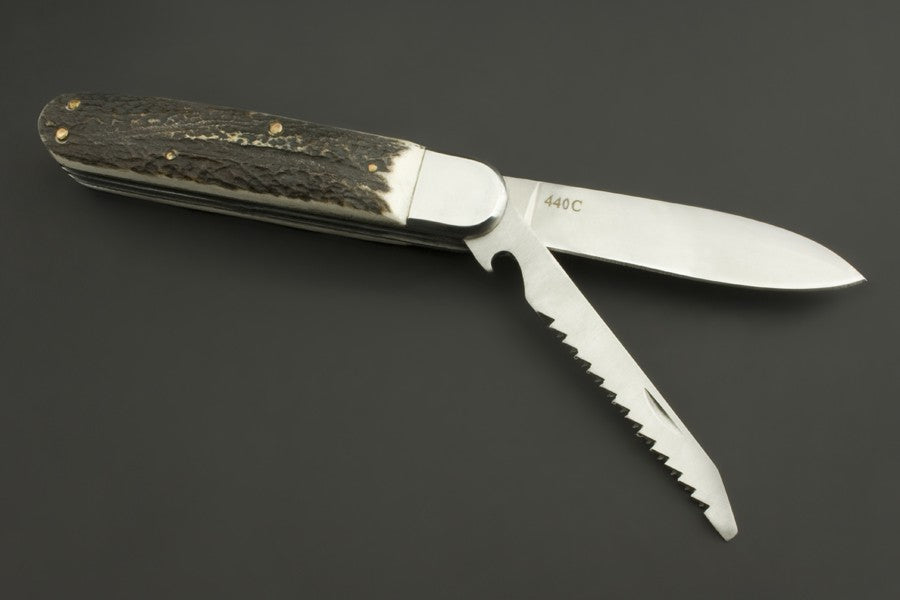 ED MAHONY Wildlife Duo Taschenmesser, Griff aus Hirschhorn, 440C ED MAHONY