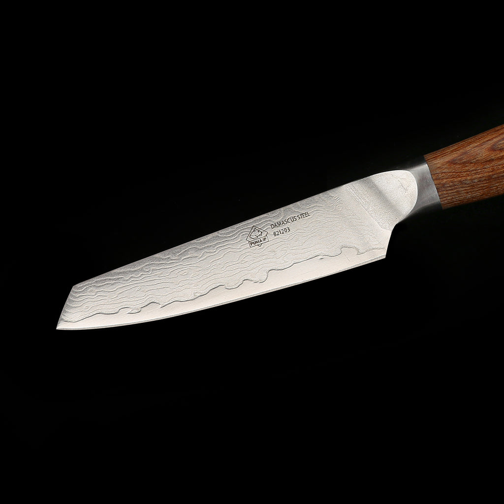 PUMA IP 3-tlg.,  mit Bambus Magnet-Messerhalter und Wasserschleifstein,   7”  Santokumesser + 5.5”  Santokumesser + office 4” Schälmesser mit Bambus Magnet-Messerhalter Japanischer VG-10 damast Edelstahl mit griff Nussbaum-Pakkaholz PUMA