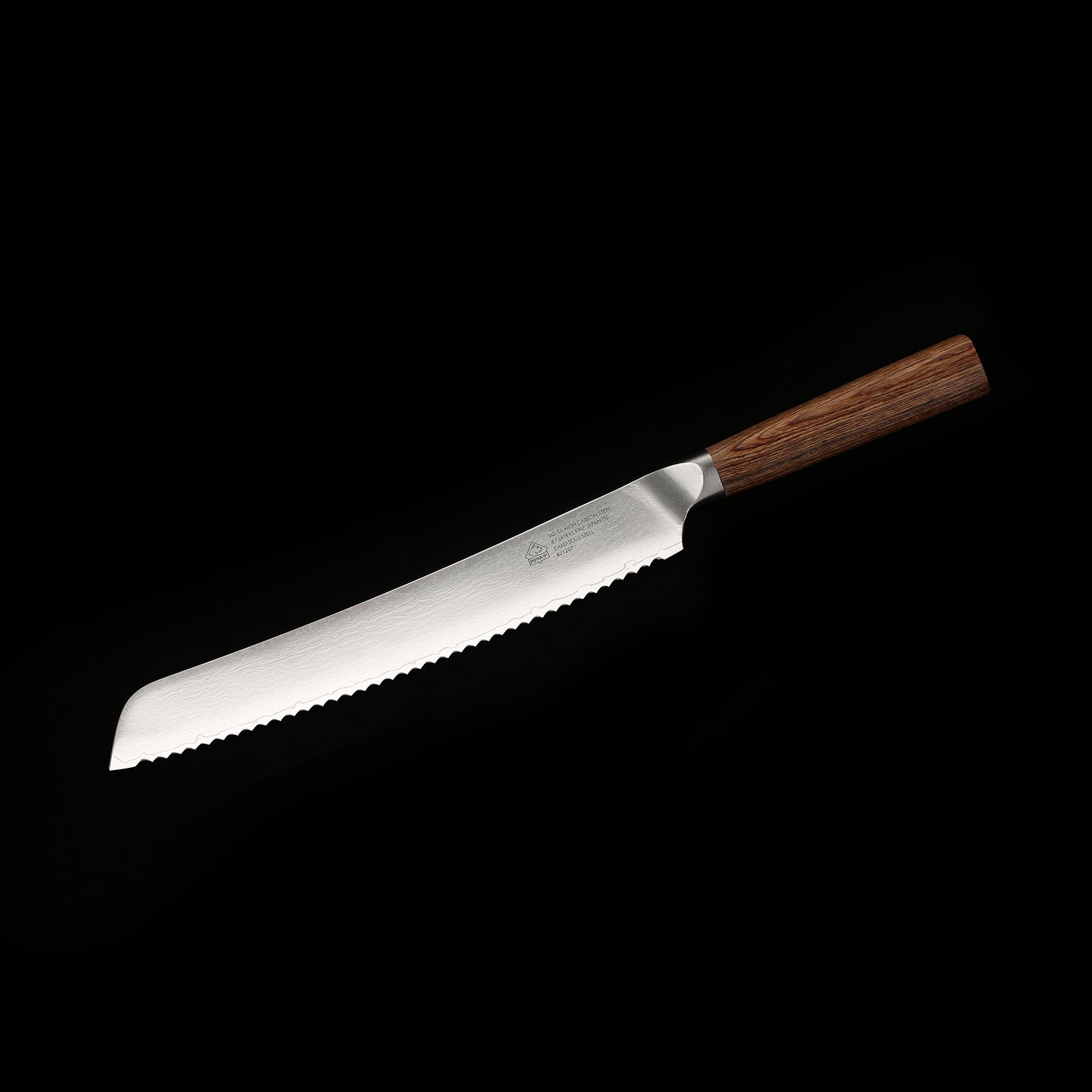 PUMA IP 10" Brotsäge aus Japanischem VG-10 Damaststahl mit Griff aus Nussbaum-Pakkaholz PUMA