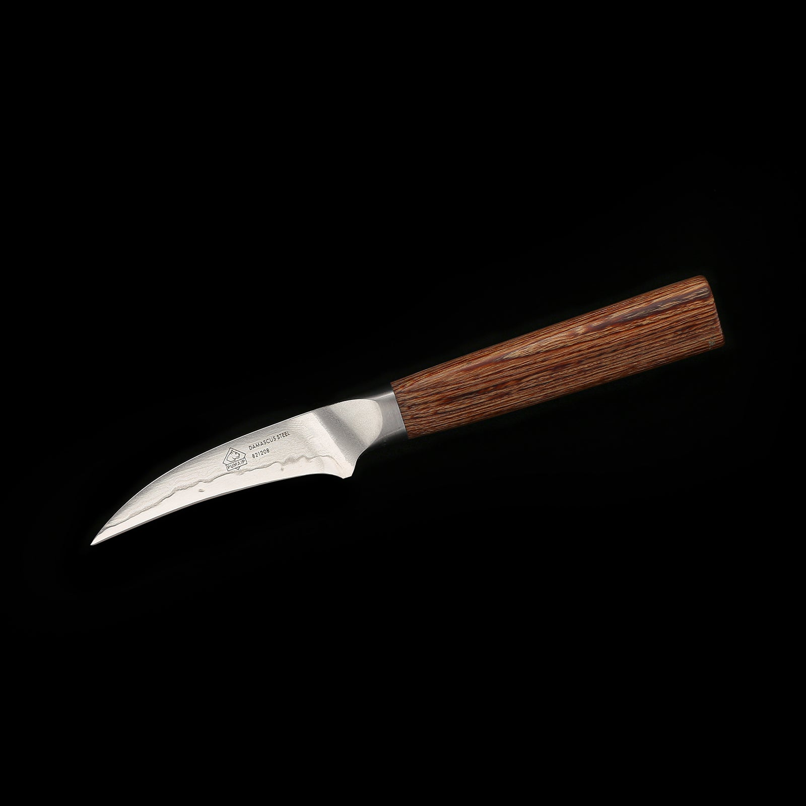 Puma IP 3-tlg., 6” Kochmesser + 5.5”Santokumesser + 2.75” Tourniermesser aus Japanischem VG-10 Damaststahl mit Griff aus Nussbaum-Pakkaholz PUMA
