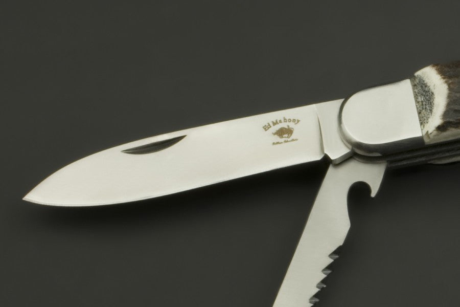 ED MAHONY Wildlife Duo Taschenmesser, Griff aus Hirschhorn, 440C ED MAHONY