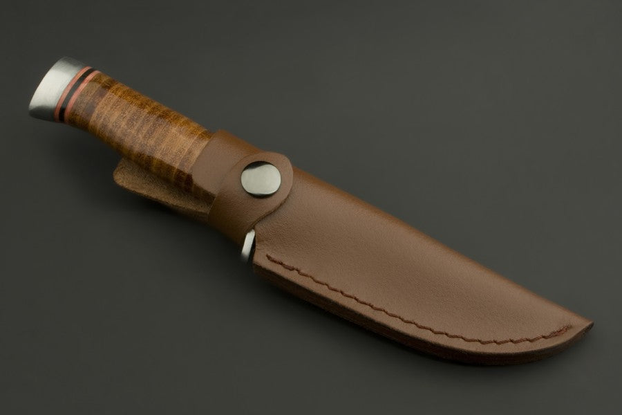 ED MAHONY Taiga Hunter Jagdmesser mit Griff aus Lederstreifen, 440C ED MAHONY