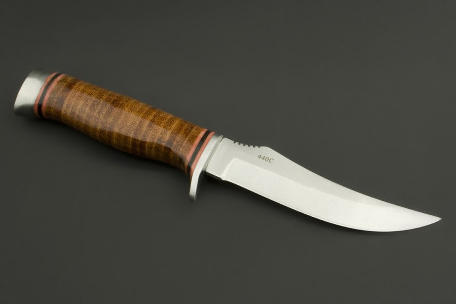 ED MAHONY Taiga Hunter Jagdmesser mit Griff aus Lederstreifen, 440C ED MAHONY