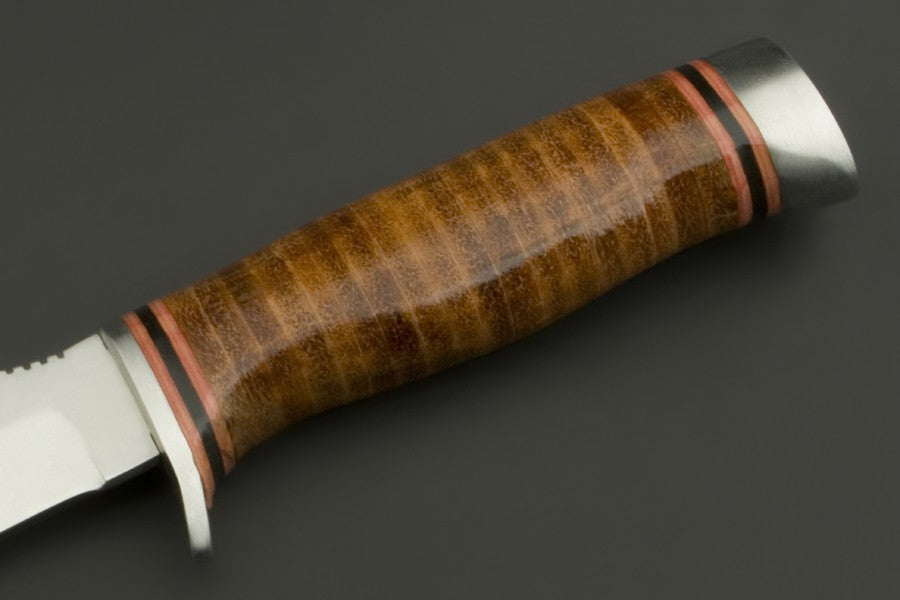 ED MAHONY Taiga Hunter Jagdmesser mit Griff aus Lederstreifen, 440C ED MAHONY