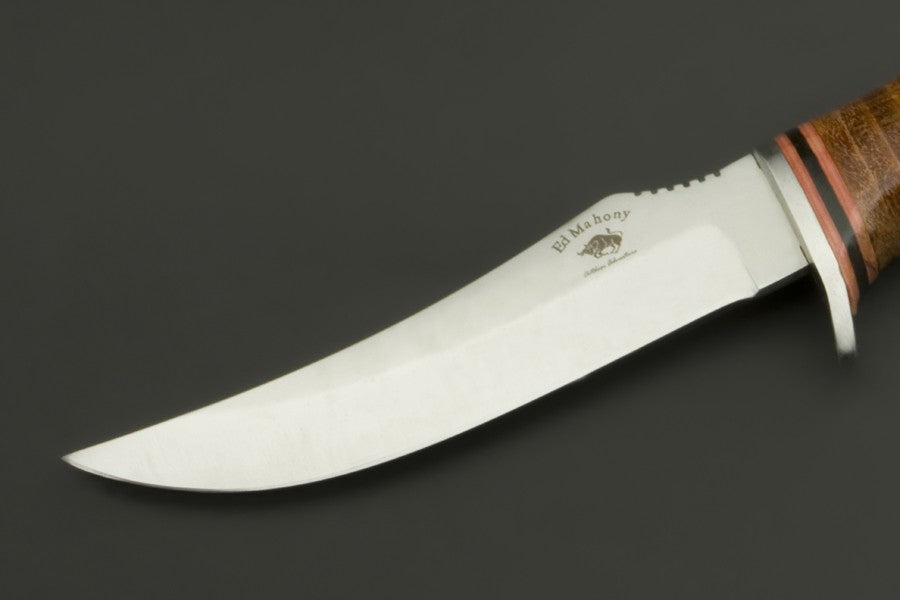 ED MAHONY Taiga Hunter Jagdmesser mit Griff aus Lederstreifen, 440C ED MAHONY