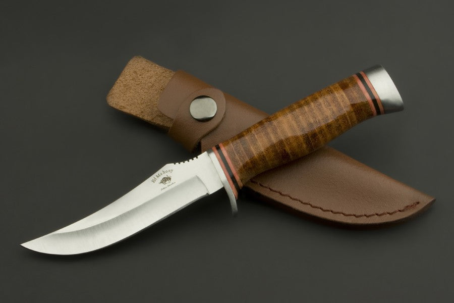 ED MAHONY Taiga Hunter Jagdmesser mit Griff aus Lederstreifen, 440C ED MAHONY