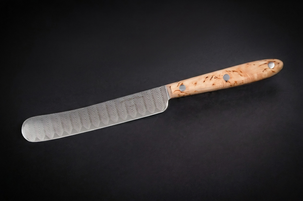 Ernst Siebeneicher-Hellwig Buckelmesser - Buttermesser, Brotzeitmesser und Küchenmesser im modernen Stil aus Maserbirke ERNST SIEBENRICHER-HELLWIG