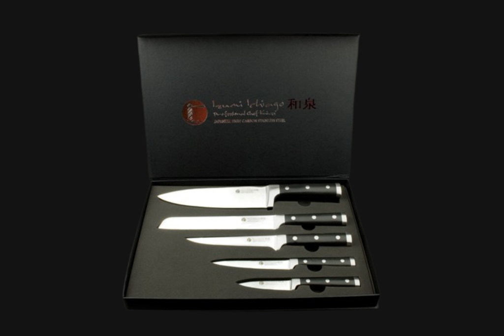 IZUMI ICHIAGO 5 tlg. Kochmesser Set "Professional Chef Knives" aus aus Japanischer High-Carbon Edelstahl – Zubehör wählbar IZUMI ICHIAGO
