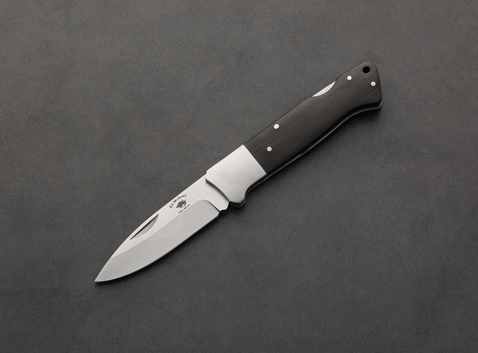 ED MAHONY Buffalo Folder III, Taschenmesser, D2 Stahl, Ebenholz Griffschalen ED MAHONY