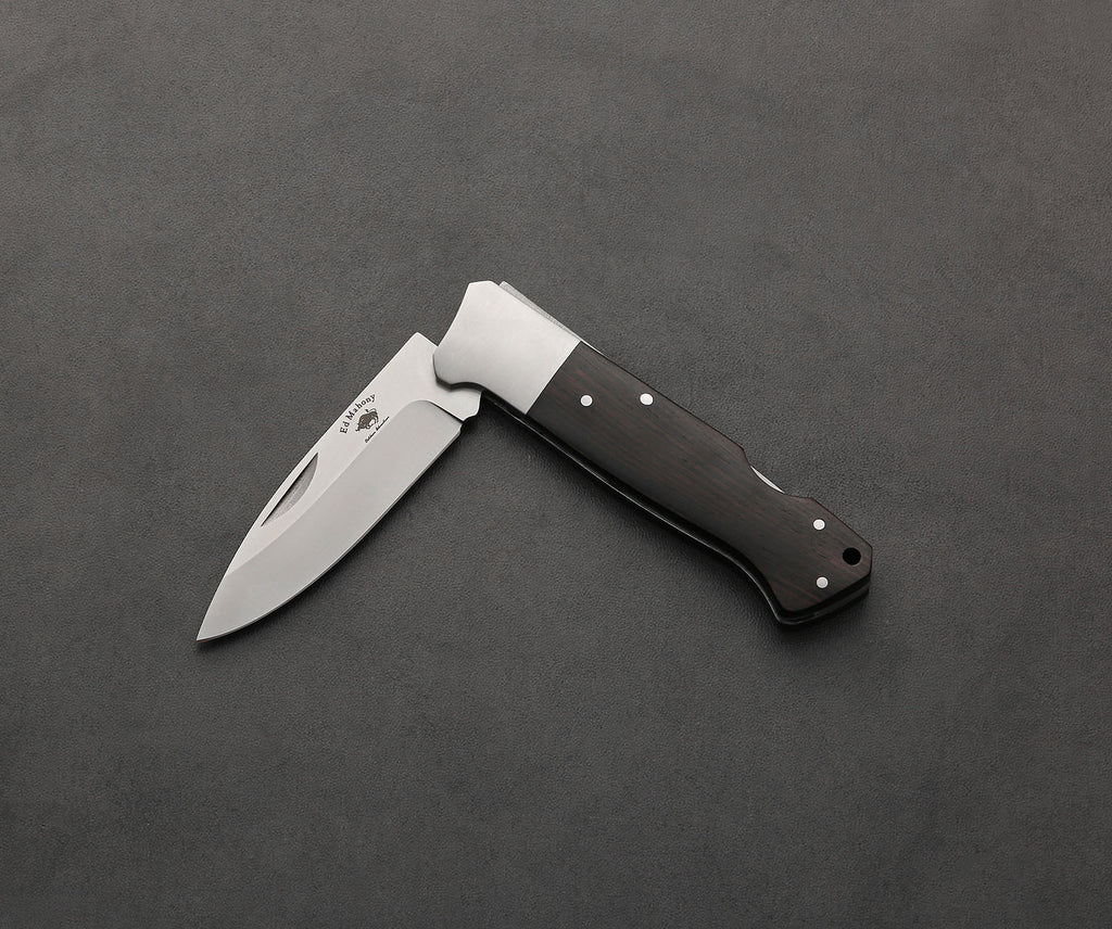 ED MAHONY Buffalo Folder III, Taschenmesser, D2 Stahl, Ebenholz Griffschalen ED MAHONY