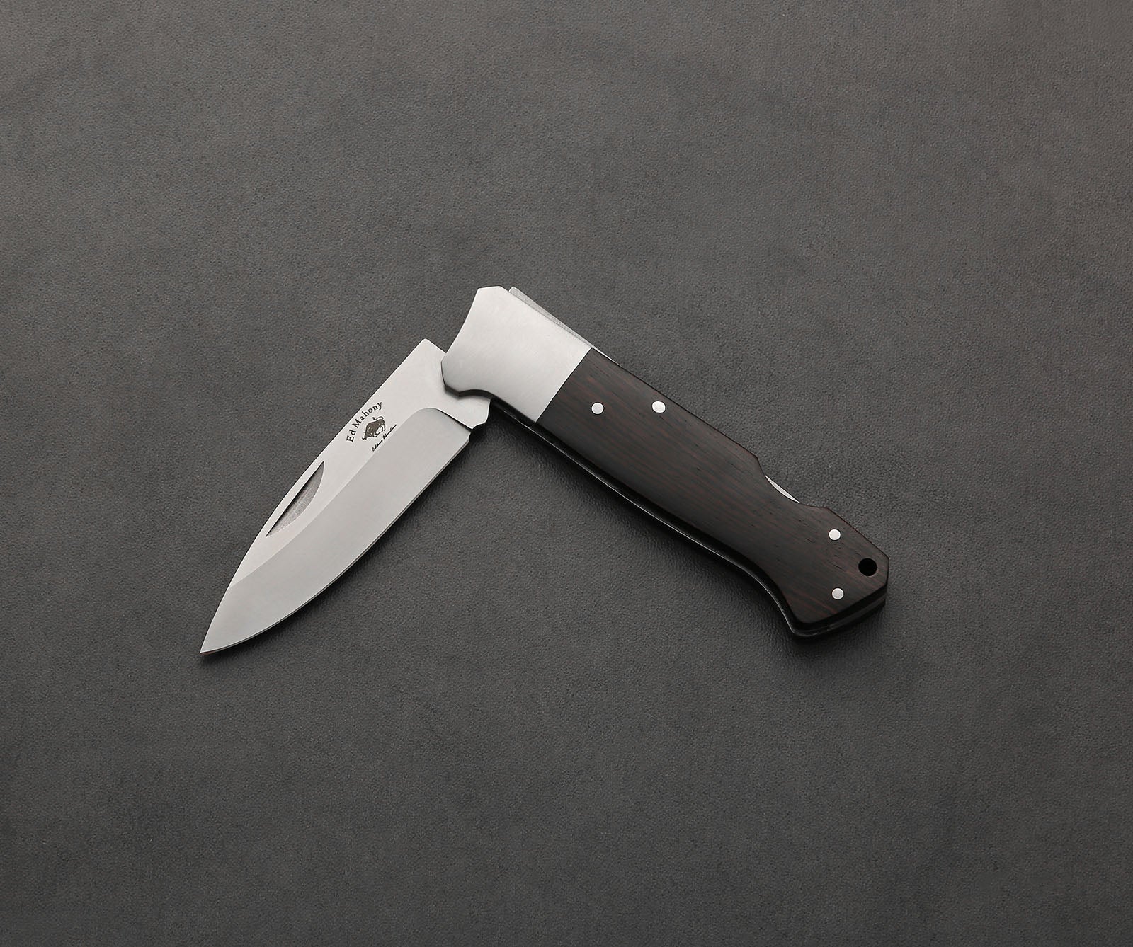 ED MAHONY Buffalo Folder III, Taschenmesser, D2 Stahl, Ebenholz Griffschalen ED MAHONY