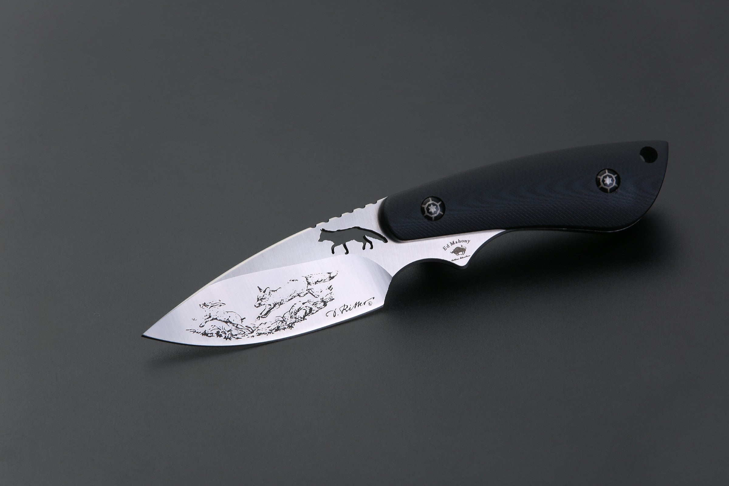 PUMA IP/ Ed Mahony fox I (Fuchs + Hasen), G10 SCHWARZ , D2 Stahl, Fuchs jagd Hasen ED MAHONY