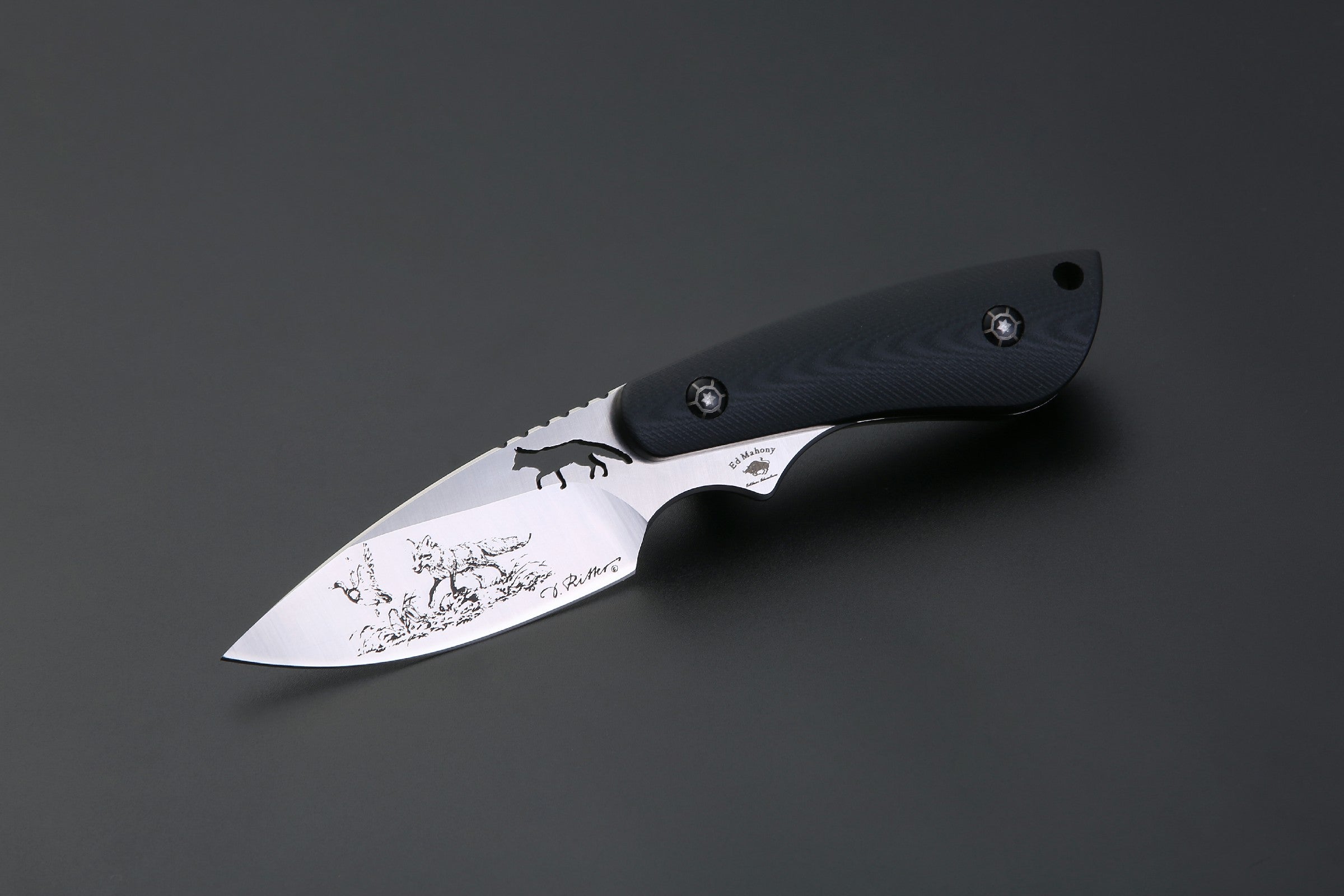 PUMA IP / Ed Mahony fox II (Fuchs + Wildente), G10 SCHWARZ, D2 Stahl, Fuchs jagd Wildente ED MAHONY