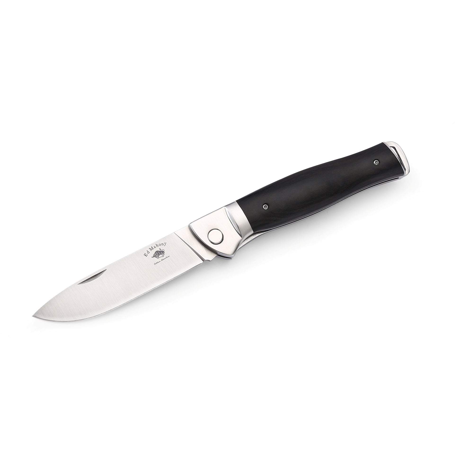 ED MAHONY Ebony Folder 3rd Generation Taschenmesser, Liner Lock Black Pakkaholz, 440C ED MAHONY