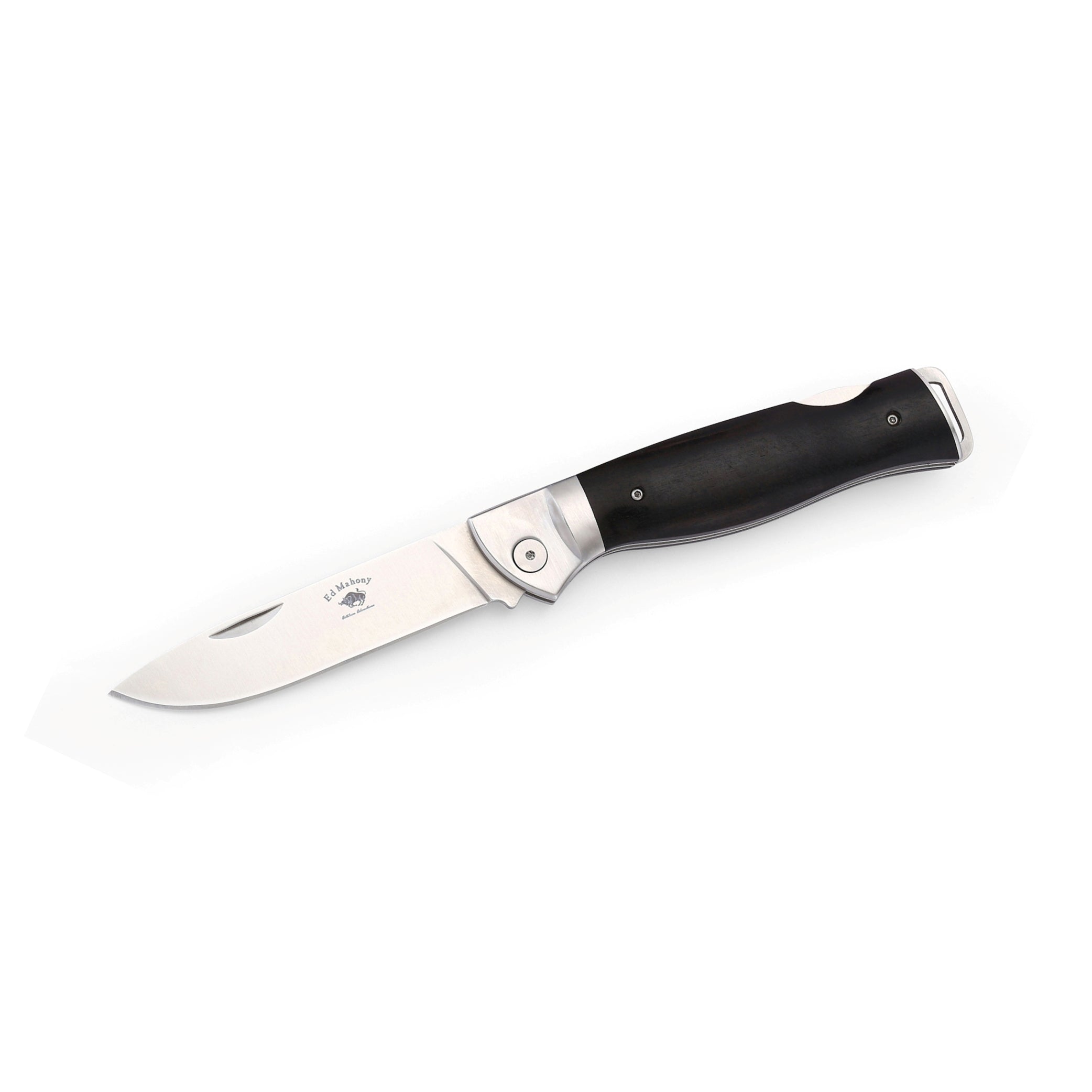 ED MAHONY Ebony Folder 3rd Generation, Taschenmesser, Ebenholz Griffschalen, Backlock,  D2 Messerstahl ED MAHONY