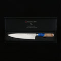 Katahiro Zen 8” Kochmesser, Japanischer VG-10 Damaszener Stahl,  Griff aus weißem Ahorn-Wurzelholz und blauem Acrylharz KATAHIRO ZEN