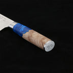Katahiro Zen 8” Kochmesser, Japanischer VG-10 Damaszener Stahl,  Griff aus weißem Ahorn-Wurzelholz und blauem Acrylharz KATAHIRO ZEN