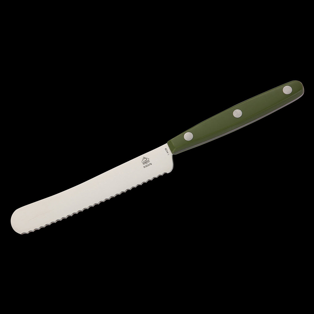 7-er Set 6 PUMA Buckelmesser mit Wellenschliff, ABS Griff mit fünf verschiedene attraktive Farben und Rollschleifer NEW EDMAHONY
