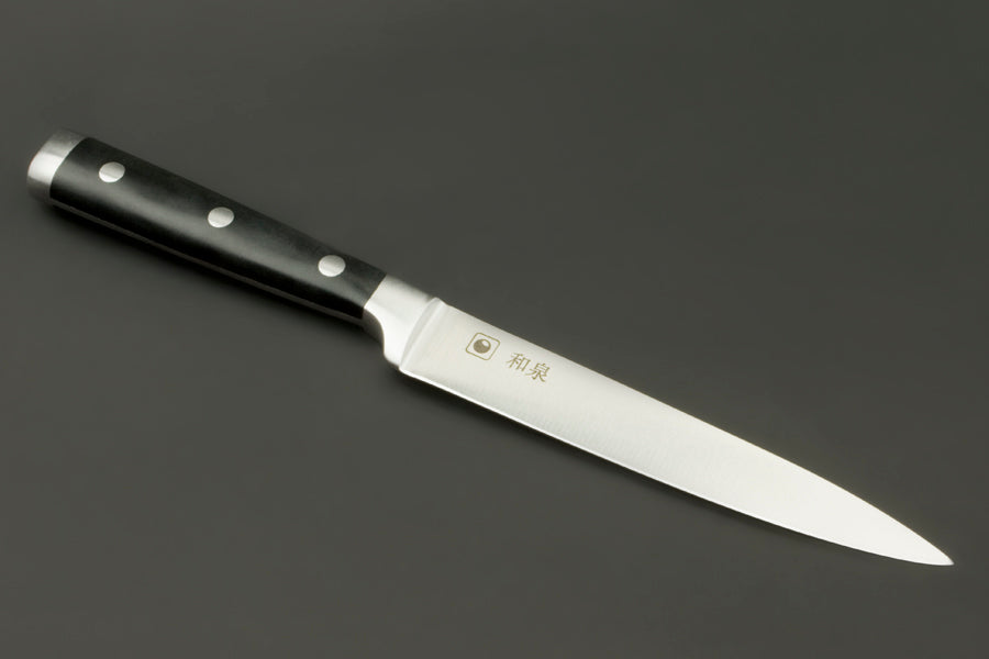 IZUMI ICHIAGO - 3-tlg. Santokumesser -Set "Professional Chef Knives" inkl..Bambus-Magnetmesserhalter und Wasserschleifstein IZUMI ICHIAGO