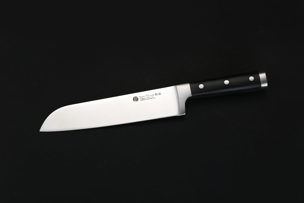 IZUMI ICHIAGO Santoku Fisch-, Fleisch- und Gemüsemesser,  aus Japanese High Carbon Edelstahl, Griff aus Tecaran IZUMI ICHIAGO