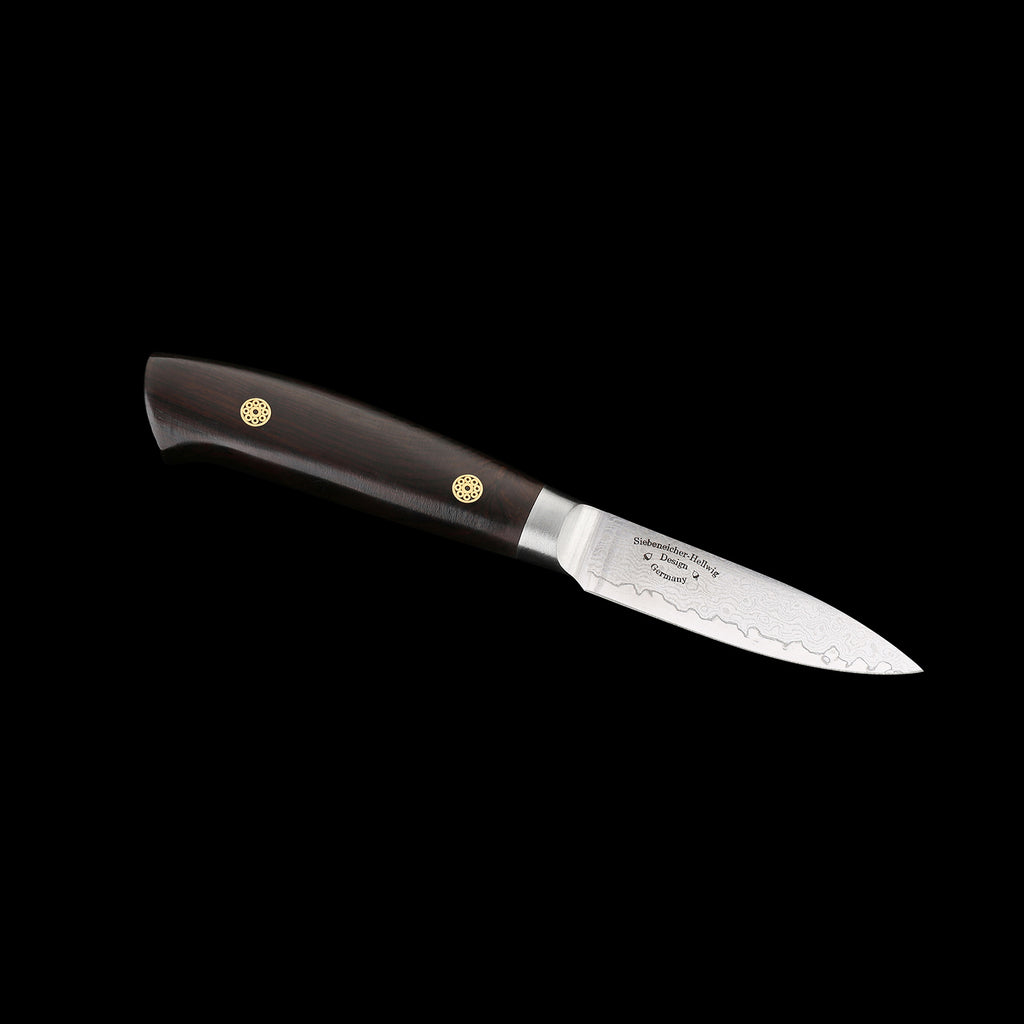 KATAHIRO KUBOTA SENSE 3-tlgs. Santokumesser Damast mit Bambus Magnetmesserhalter und Wasserschleifstein, 3.5"Petty Schälmesser + 5" Santokumesser +  7" Santokumesser,Japanischer VG-10 damast Edelstahl mit Griff Ebenholz KATAHIRO KUBOTA