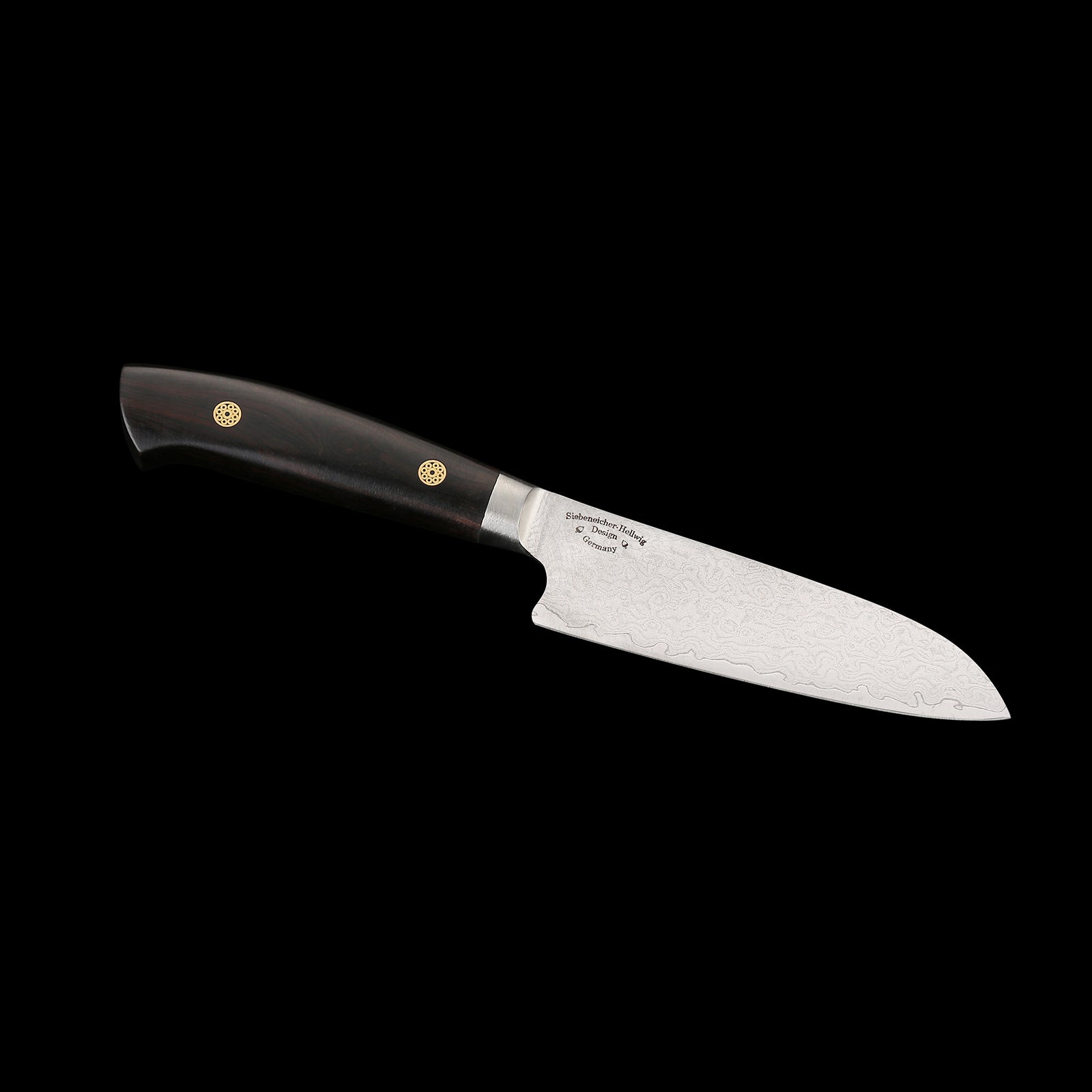 KATAHIRO KUBOTA SENSE 3-tlgs. Santokumesser Damast mit Bambus Magnetmesserhalter und Wasserschleifstein, 3.5"Petty Schälmesser + 5" Santokumesser +  7" Santokumesser,Japanischer VG-10 damast Edelstahl mit Griff Ebenholz KATAHIRO KUBOTA