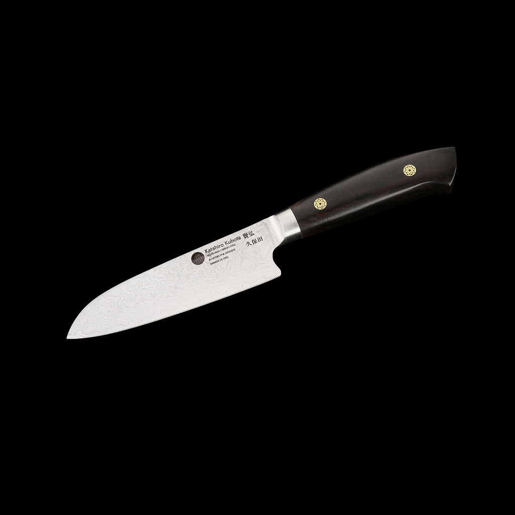KATAHIRO KUBOTA SENSE 3-tlgs.  Kochmesser Damast set mit Bambus Magnetmesserhalter und Wasserschleifstein, 3.5"Petty Schälmesser + 5" Santokumesser +  6" Kochmesser,Japanischer VG-10 damast Edelstahl mit  Griff Ebenholz KATAHIRO KUBOTA