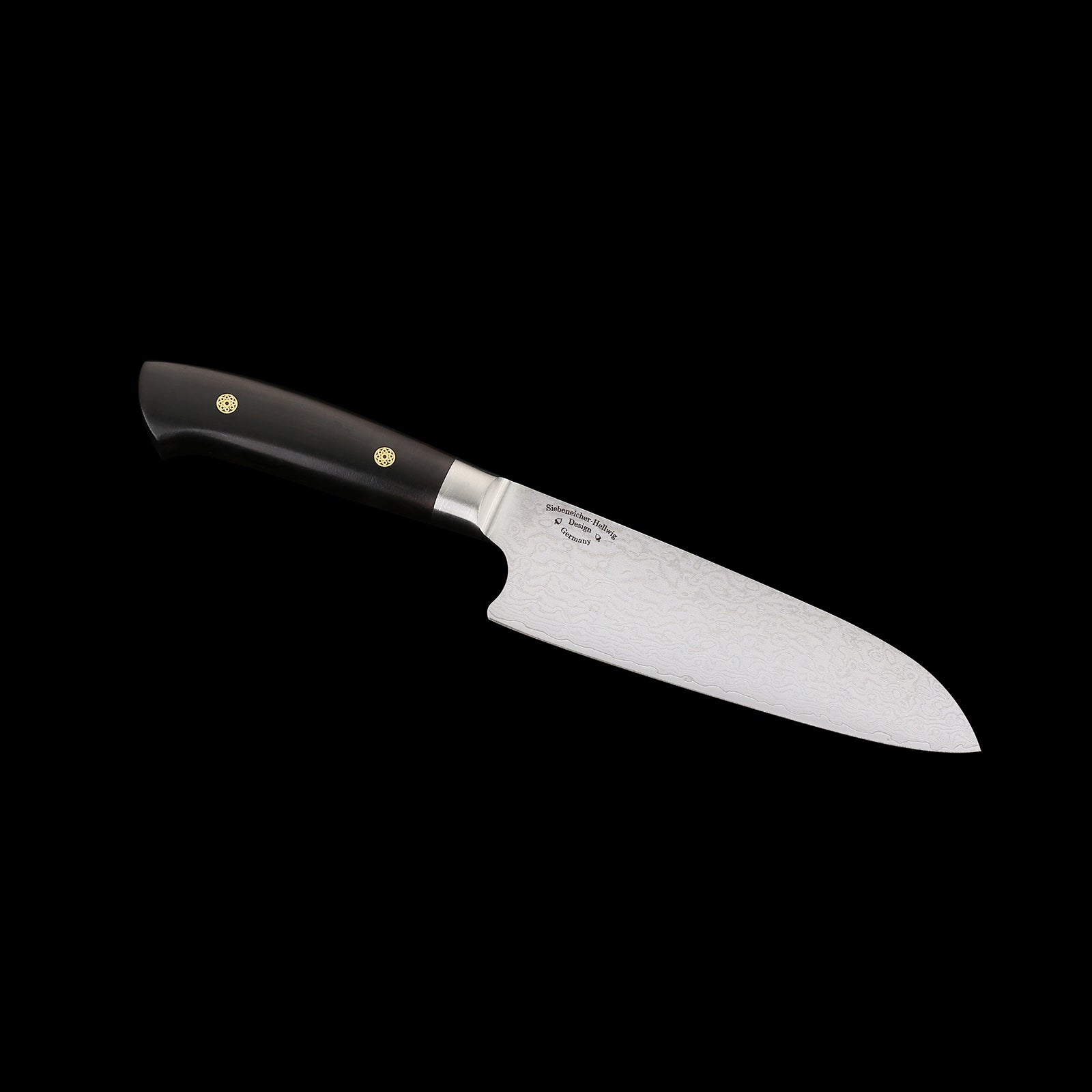 KATAHIRO KUBOTA SENSE 3-tlgs. Santokumesser Damast mit Bambus Magnetmesserhalter und Wasserschleifstein, 3.5"Petty Schälmesser + 5" Santokumesser +  7" Santokumesser,Japanischer VG-10 damast Edelstahl mit Griff Ebenholz KATAHIRO KUBOTA