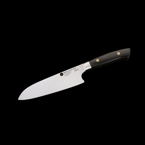 Katahiro Kubota SENSES 7" Santokumesser, VG-10 Edelstahl und 66 Lagen Damast mit brüniertem Finish mit Ebenholz-Griff KATAHIRO KUBOTA