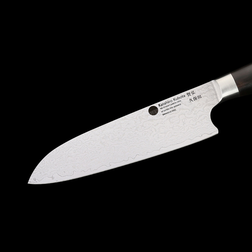 Katahiro Kubota SENSES 7" Santokumesser, VG-10 Edelstahl und 66 Lagen Damast mit brüniertem Finish mit Ebenholz-Griff KATAHIRO KUBOTA