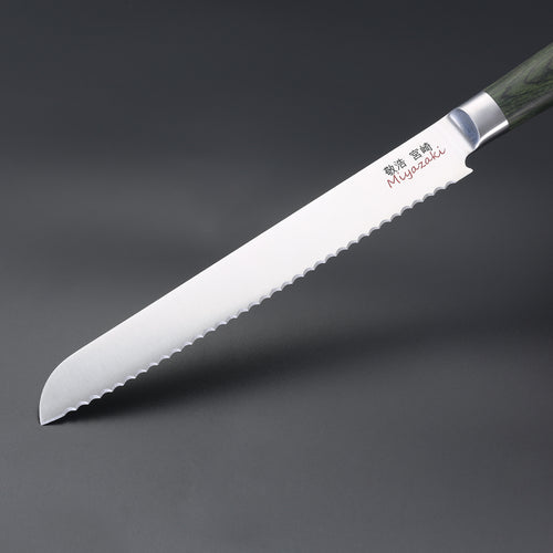 Miyazaki Kodawari Brotmesser 9 inch, Griff aus Pakkaholz grün TAKAHIRO MIYAZAKI