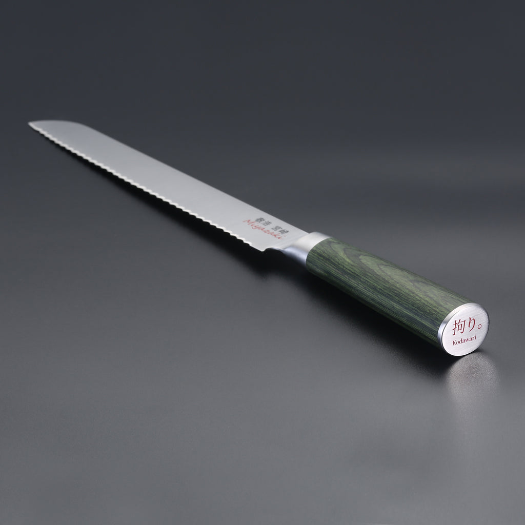 Miyazaki Kodawari Brotmesser 9 inch, Griff aus Pakkaholz grün TAKAHIRO MIYAZAKI