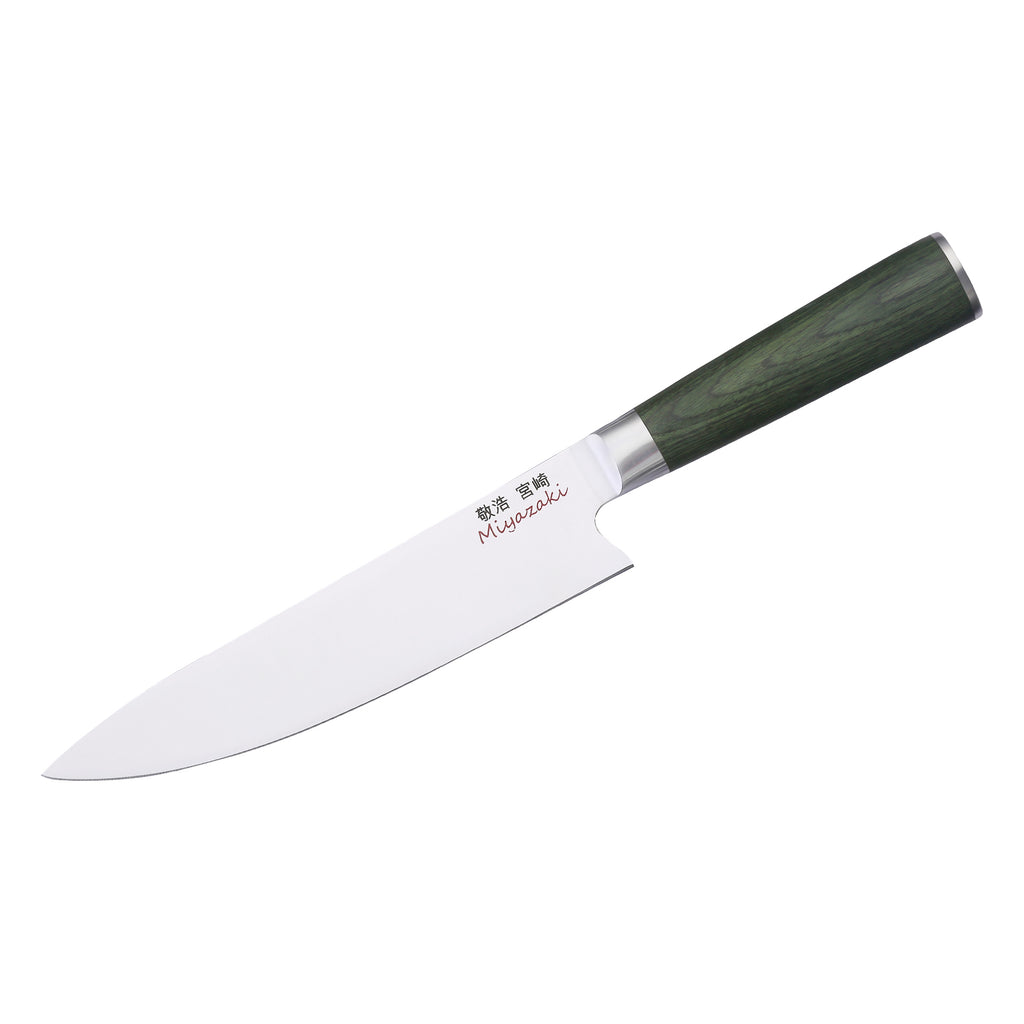 Miyazaki Kodawari Kochmesser 8 inch,  Griff aus Pakkaholz grün TAKAHIRO MIYAZAKI