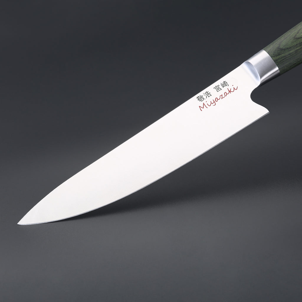 Miyazaki Kodawari Kochmesser 8 inch,  Griff aus Pakkaholz grün TAKAHIRO MIYAZAKI