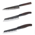 TAKAHIRO MIYAZAKI - 3-er Set Gyotu - Fisch- und Fleischmesser  8 inch, Santoku Bocho Okii 7 inch und Chiisai 5.5 inch, aus japanischem blauem Papierstahl mit Griff aus Wenige TAKAHIRO MIYAZAKI
